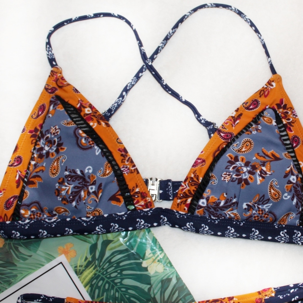 NWT High Waisted Orange and Blue Cupshe Bikini - Picture 3 of 6